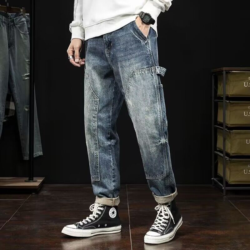 Herren Lässige Denim Cargo-Hose Drune