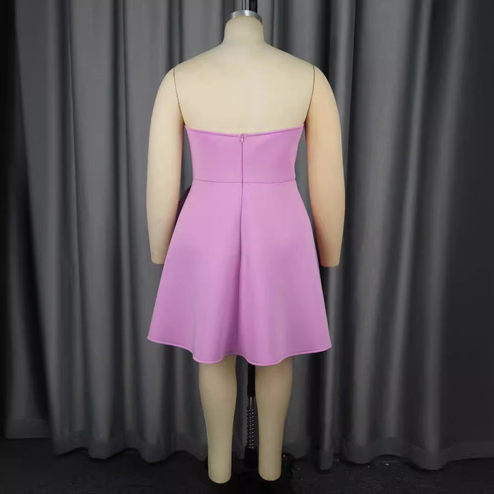 Damen Strapless Cocktailkleid mit hochwertigem Rüschendetail und funkelnden Perlen Drune