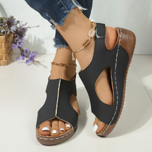 Damen Sportlich-elegante Komfort-Sandalen mit gepolstertem Fußbett und verstellbaren Klettverschlüssen Drune
