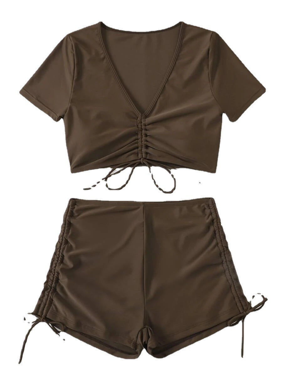 Damen Crop-Top Badeanzug-Set mit verstellbarem Design Drune