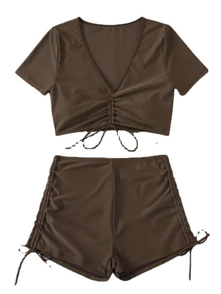 Damen Crop-Top Badeanzug-Set mit verstellbarem Design Drune