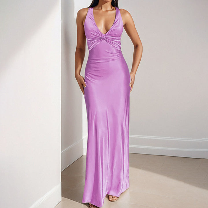 Damen Satinkleid mit elegantem Wickeldetail Drune