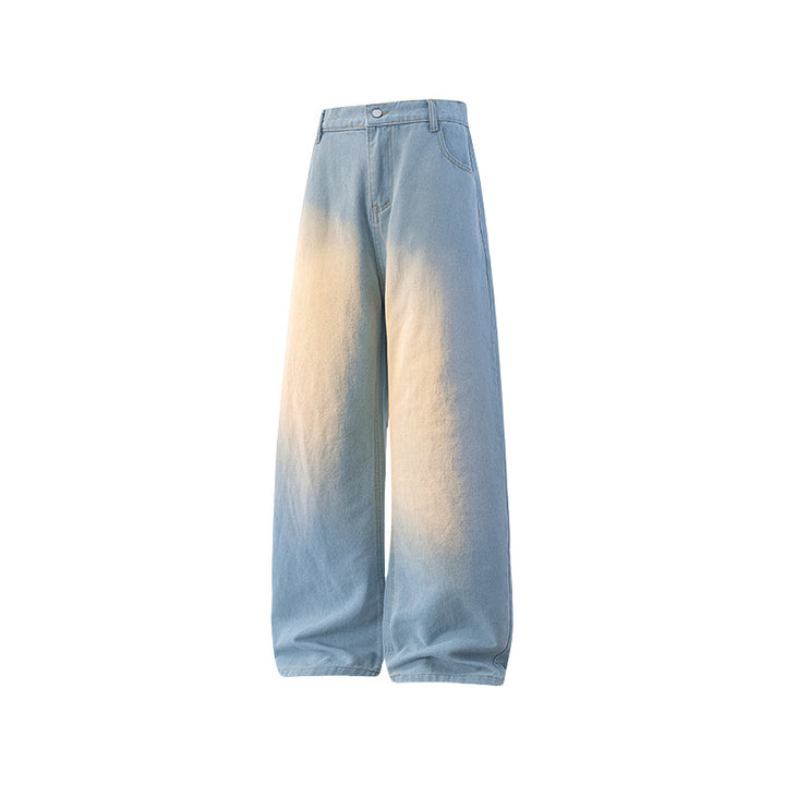 Damen High-Waist Jeans mit weitem Bein, geradem Schnitt und elastischem Bund Drune