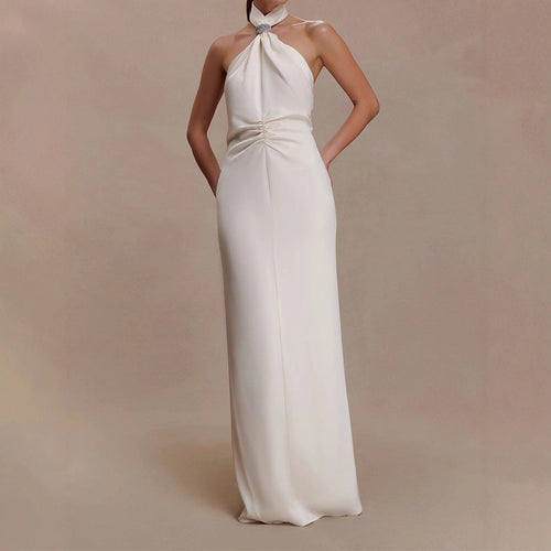 Damen Elegantes Halterkleid mit Raffung Drune