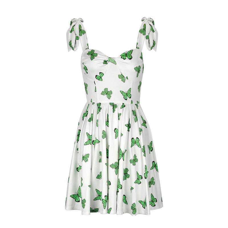 Damen Sommerkleid mit verspieltem Schmetterlingsdesign und verstellbaren Trägern Drune