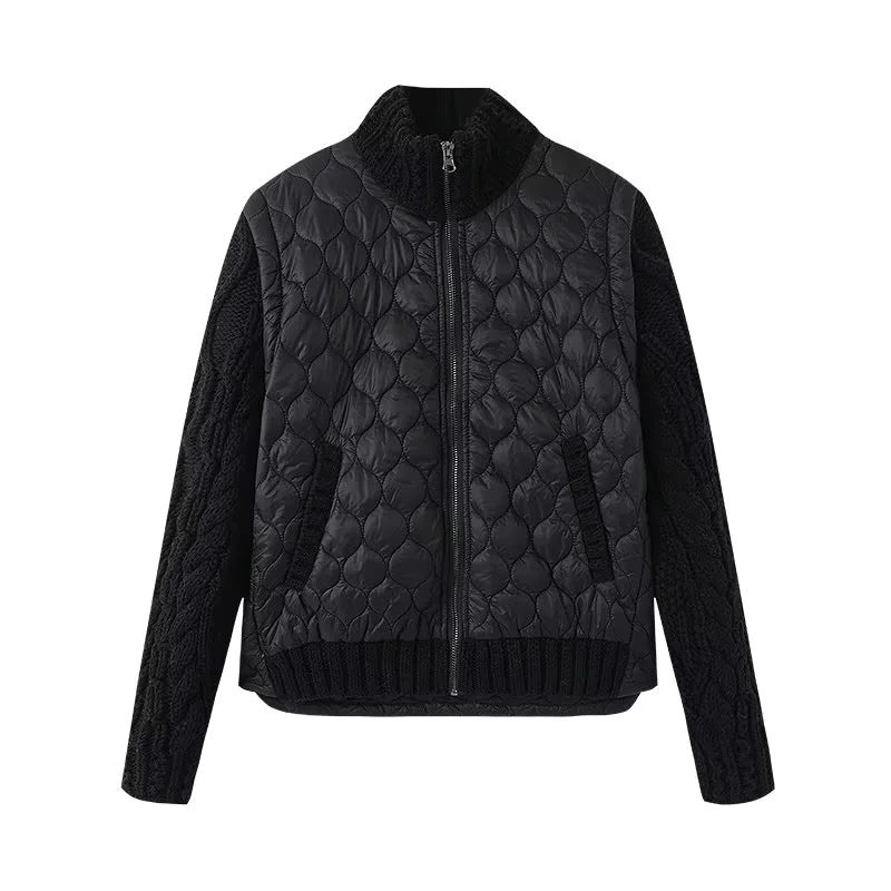 Damen nan gesteppte Hybridjacke mit Strickärmeln, Stehkragen und Pattentaschen Drune
