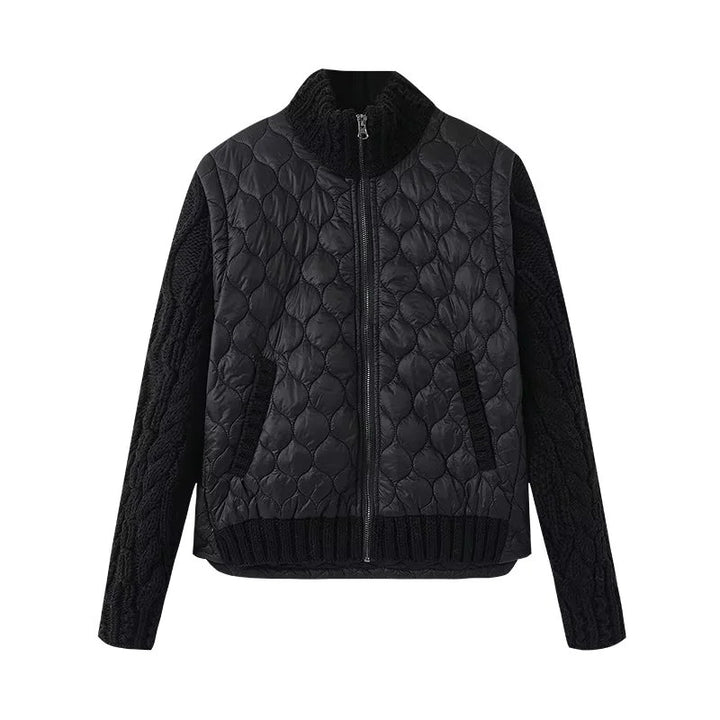 Damen nan gesteppte Hybridjacke mit Strickärmeln, Stehkragen und Pattentaschen Drune