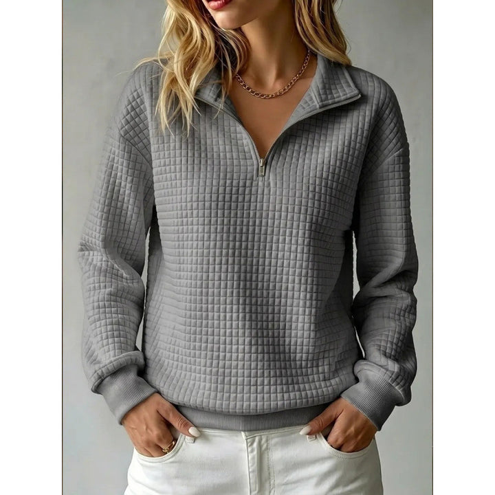 Damen Stepp-Sweatshirt mit halbem Reißverschluss und Kachelstruktur Drune