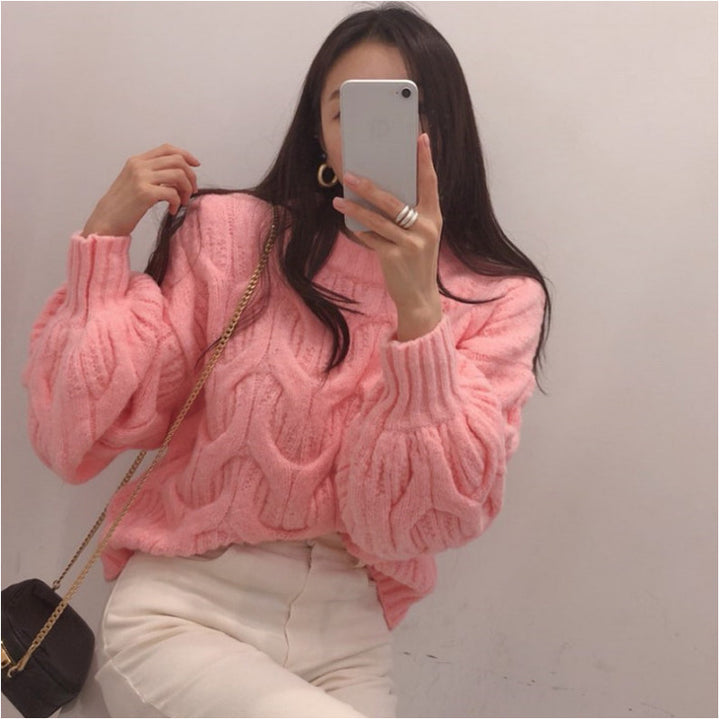 Damen Grobstrickpullover mit eleganter Zopfmusterstruktur und lässigem Schnitt Drune