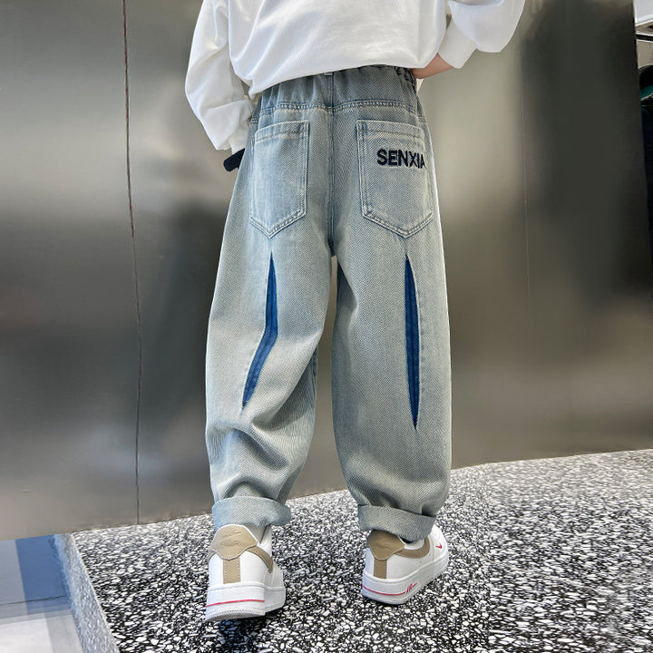 Herren lässige Baggy-Jeans mit Farbkontrasten Drune