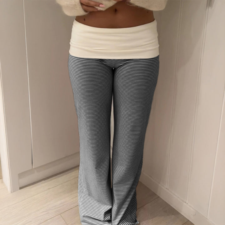 Damen nan weite Palazzo-Loungehose mit hohem Bund und elastischem Comfort-Stretch Drune