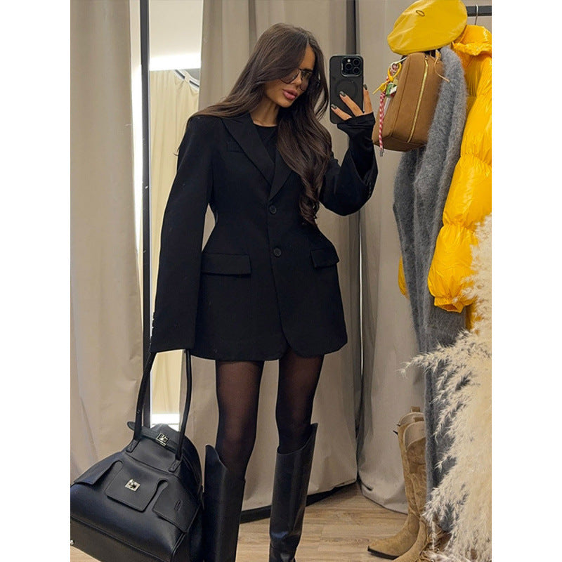 Damen eleganter Blazer mit übergroßem Schnitt und strukturierten Akzenten Drune