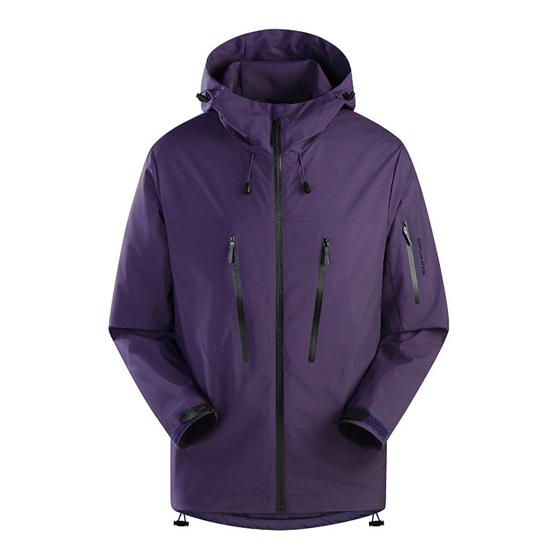 Herren Dreilagige atmungsaktive Hardshell-Outdoorjacke mit Kapuze und verschweißten Nähten Drune