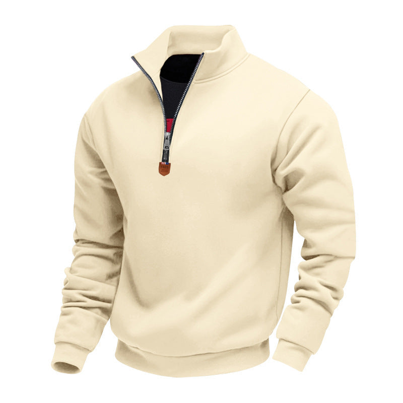 Herren sportlicher Pullover mit halbem Reißverschluss und modischem Stehkragen Drune