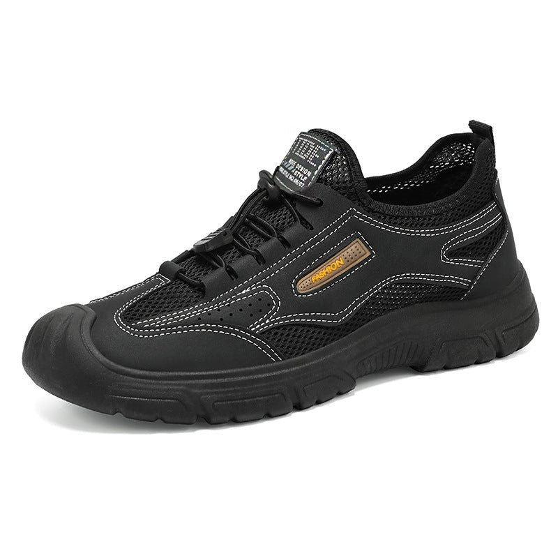 Herren nan robuster Mesh-Trekkingschuh mit verstärkter Gummizehenkappe, Schnellzug-Schnürung und griffiger Profilsohle Drune