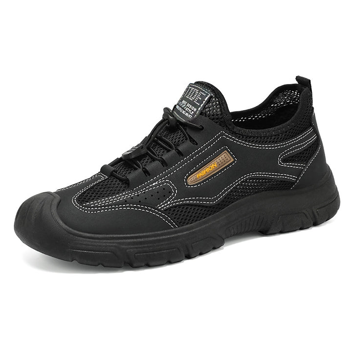 Herren nan robuster Mesh-Trekkingschuh mit verstärkter Gummizehenkappe, Schnellzug-Schnürung und griffiger Profilsohle Drune