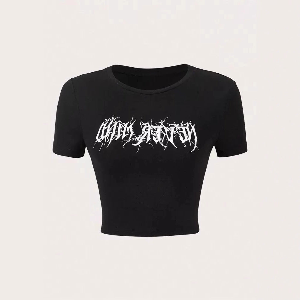 Damen Crop-Pullover mit kreativem Statementdruck Drune