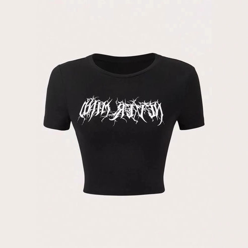 Damen Crop-Pullover mit kreativem Statementdruck Drune
