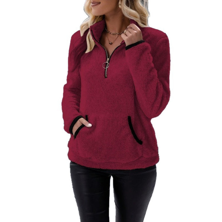 Damen Fleece-Pullover mit hohem Kragen und praktischen Taschen Drune