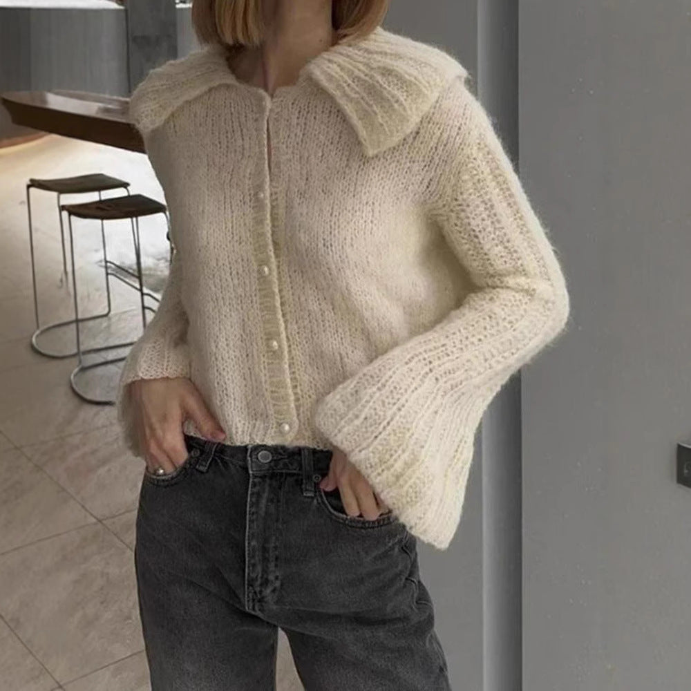 Damen Strickjacke mit weiten Ärmeln und strukturiertem Muster Drune