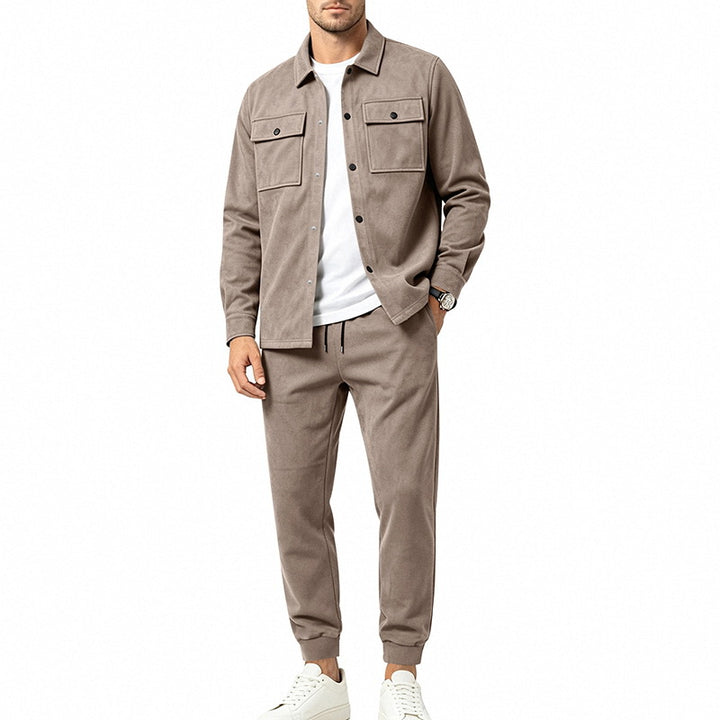 Herren Overshirt- und Jogginghose-Set aus weichem Baumwollmix Drune