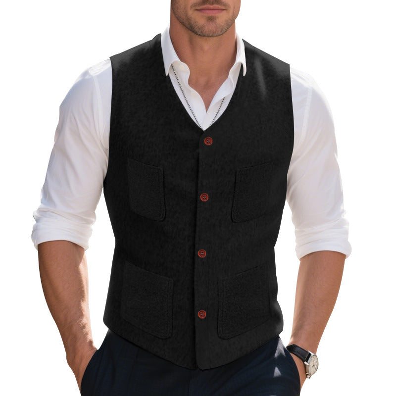 Herren elegante Weste mit praktischen Taschen und modischen Knopfdetails Drune