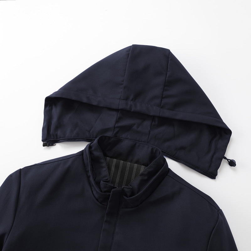 Herren Minimalistische Kapuzen-Softshelljacke mit versiegelten Reißverschlüssen und elastischen Bündchen Drune