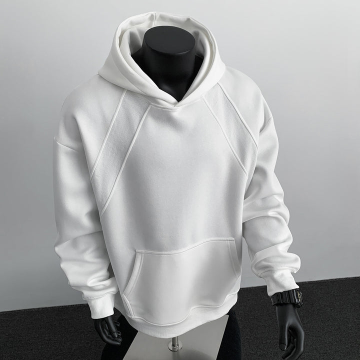 Herren Oversize-Kapuzenpullover mit diagonalem Einsatz und Kängurutasche Drune