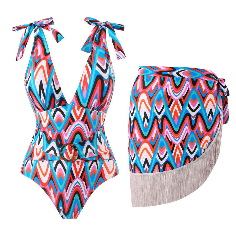 Damen Bikini-Set mit trendigem Wickelrock und knotendem Oberteil Drune