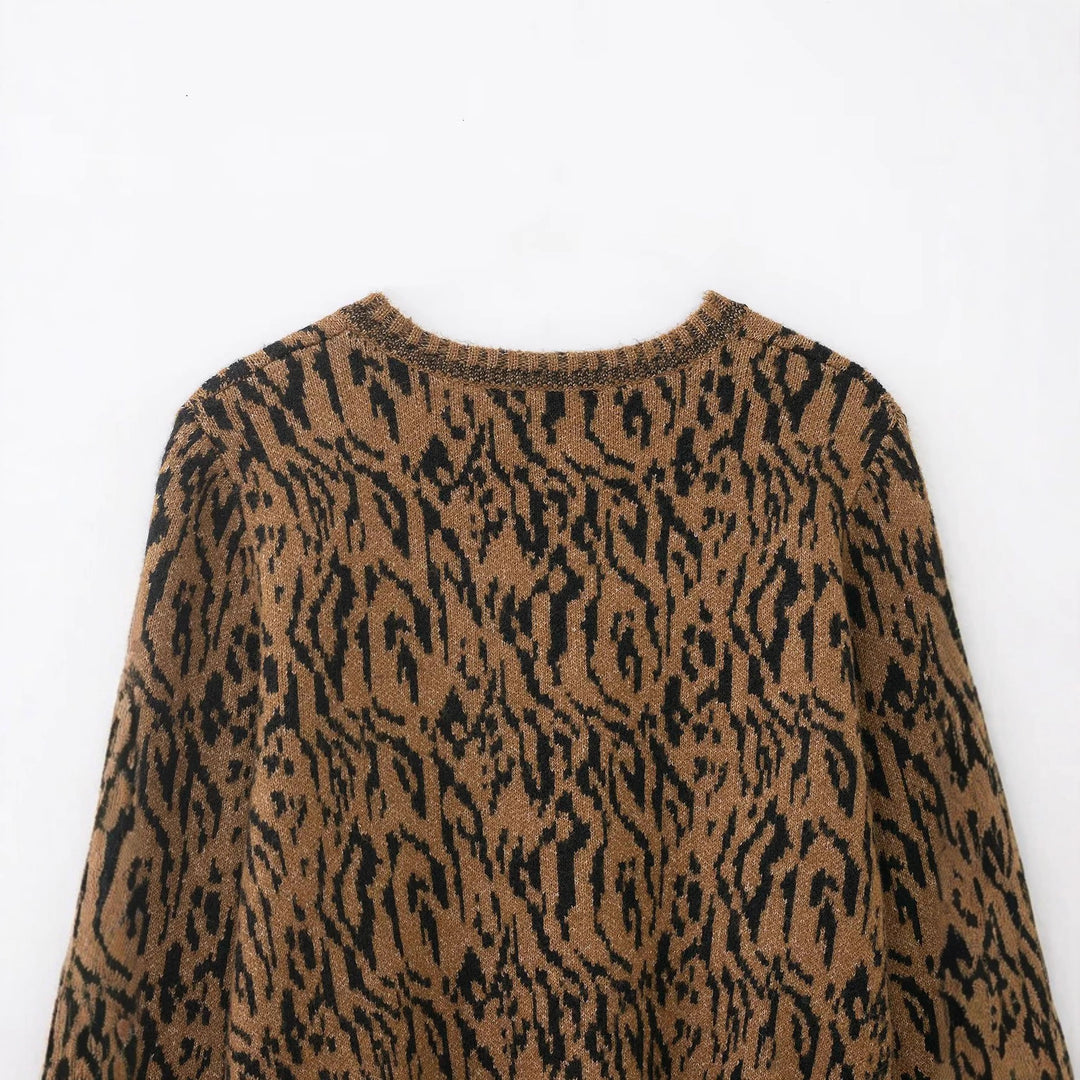Damen nan kurzgeschnittene Jacquard-Strickjacke mit Zierperlenknöpfen Drune