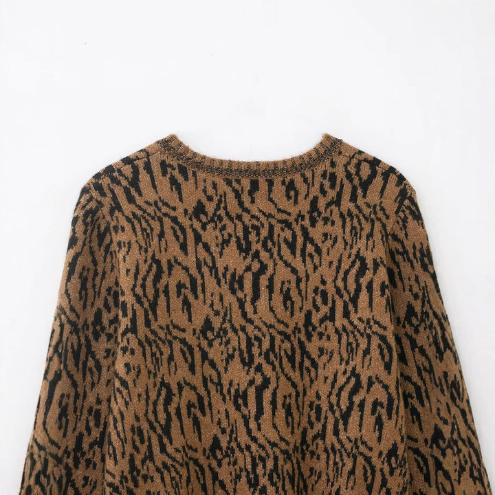 Damen nan kurzgeschnittene Jacquard-Strickjacke mit Zierperlenknöpfen Drune