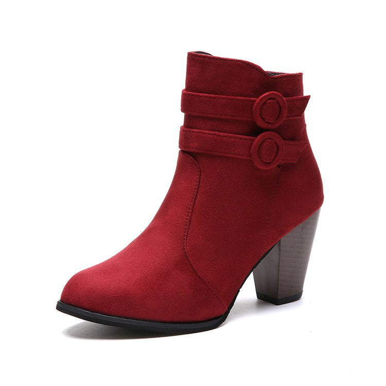 Damen Ankle-Boots mit dekorativen Riemen und elegantem Absatz Drune