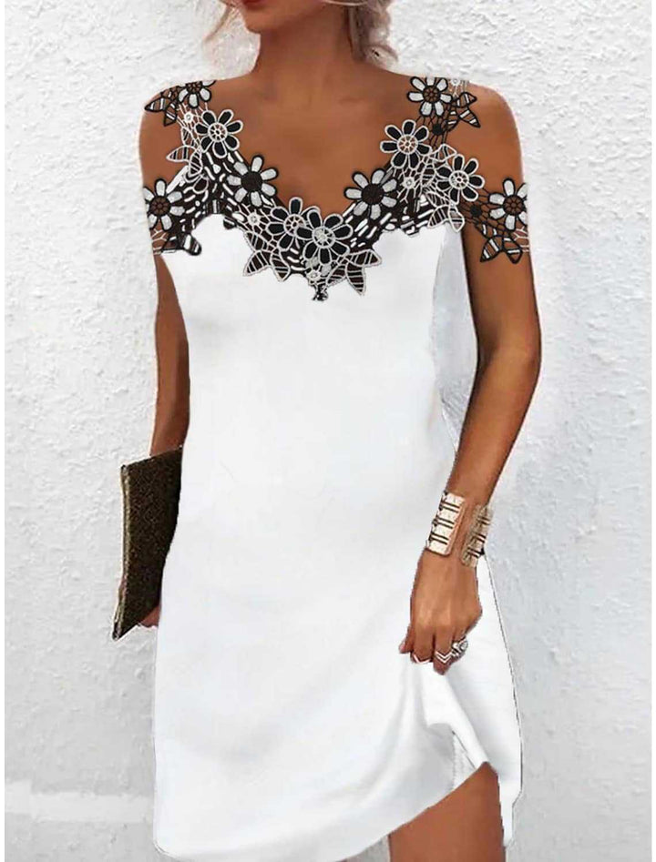Damen Elegantes Kleid mit Spitzenbesatz Drune