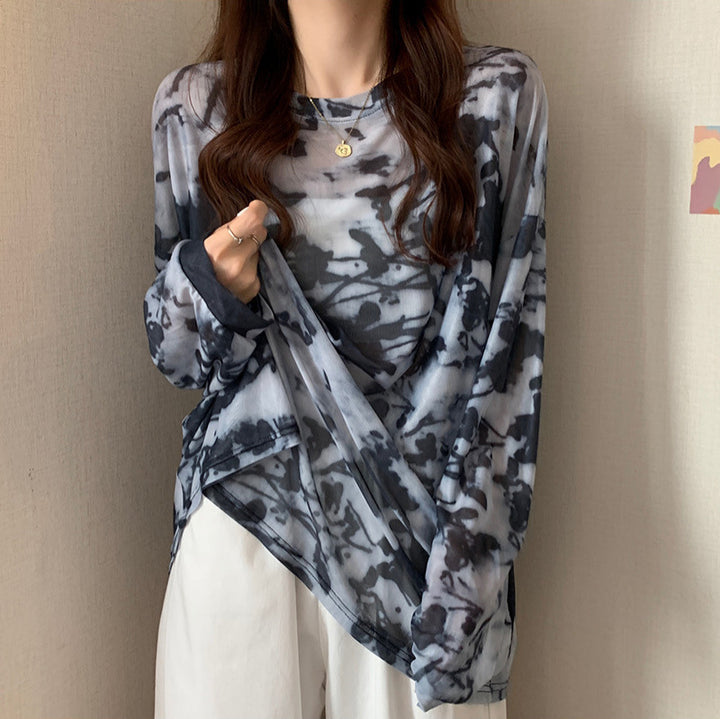 Damen lässiges Oversized-Shirt mit modernem Muster Drune