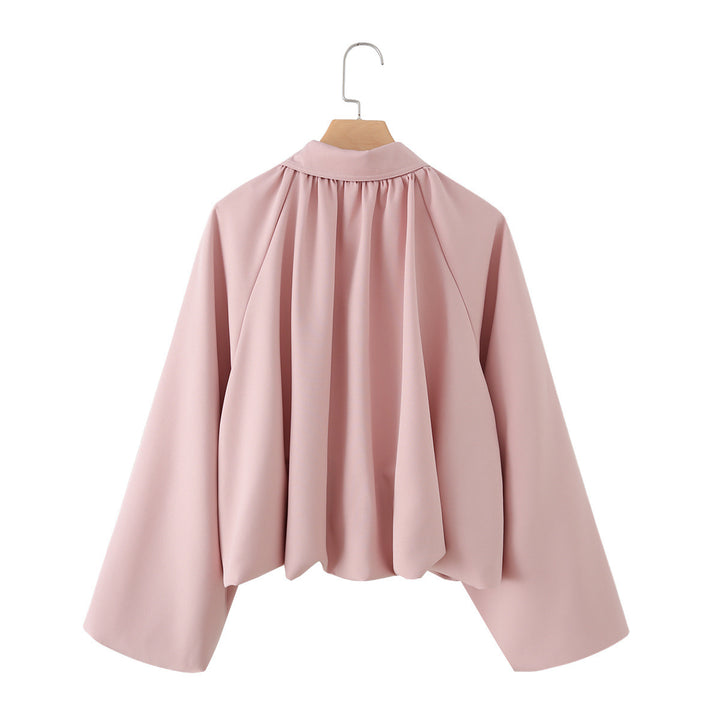 Damen Kurzjacke mit Kräusel-Volants, weitem Ärmel und Reißverschluss Drune