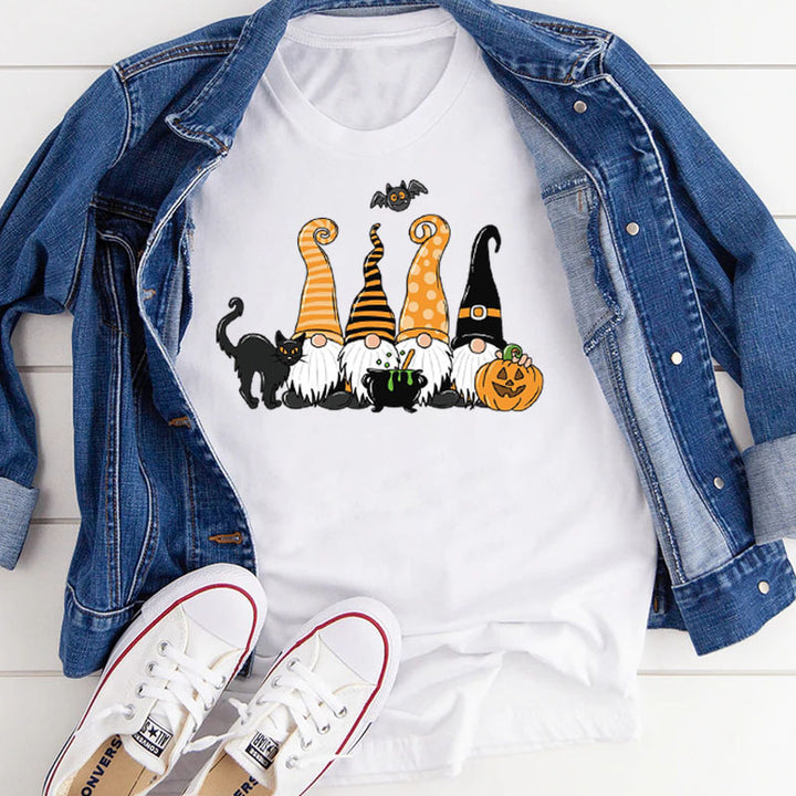 Damen Halloween-Themen Grafik T-Shirt mit verspieltem Wichtel-Design Drune