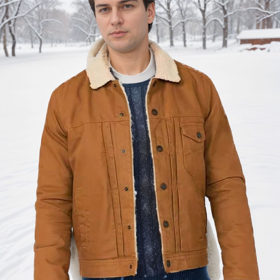 Herren Fleecegefütterte Denimjacke Drune