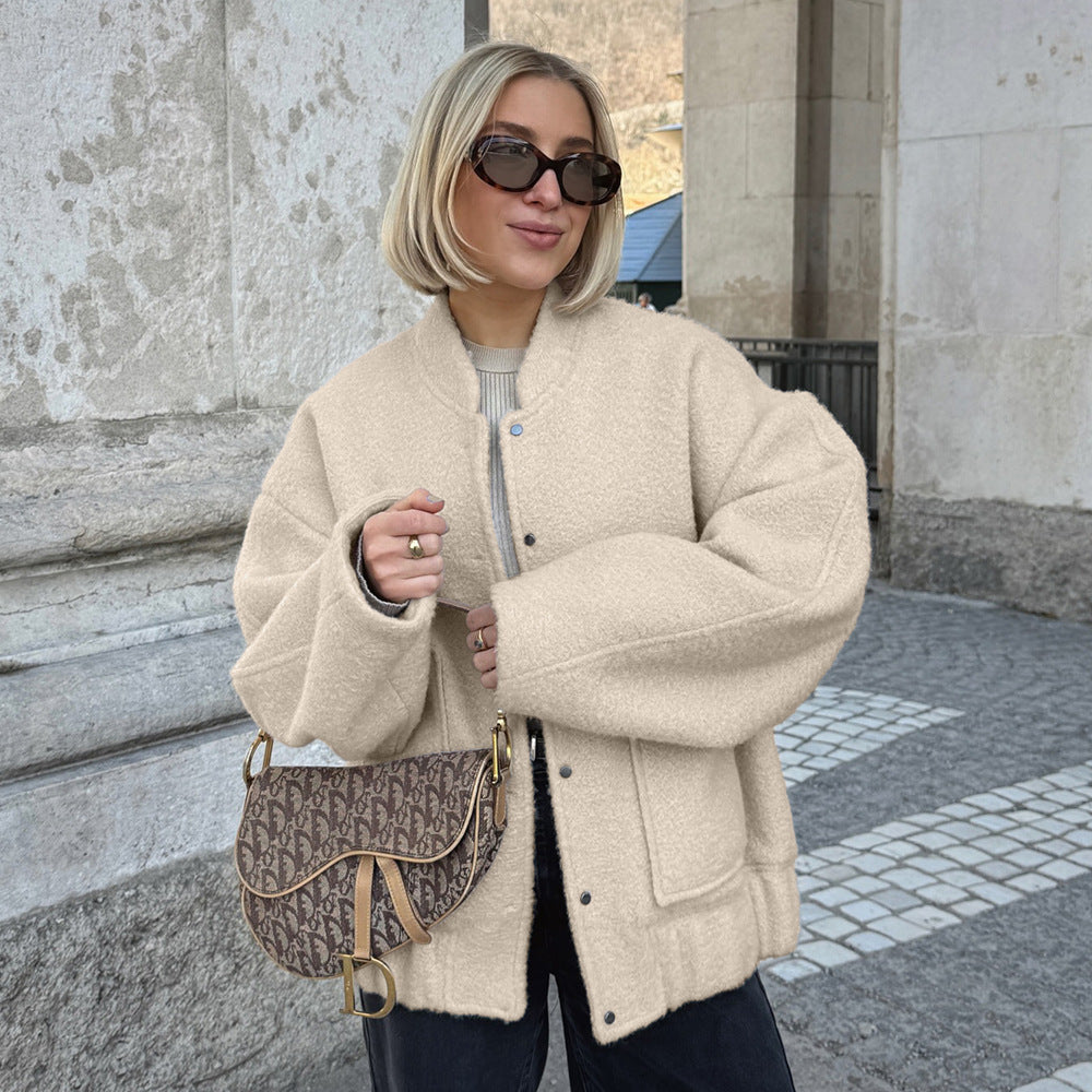 Damen Modische Boucle-Jacke Drune