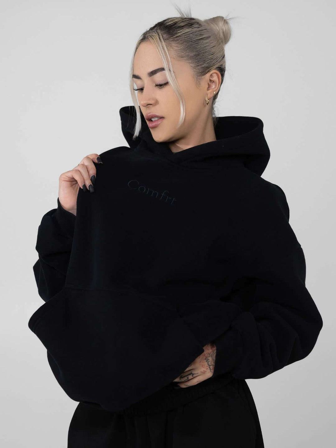 Damen nan lässige Sweatpants mit hohem Bund, seitlichen Eingrifftaschen und elastischen Bündchen Drune