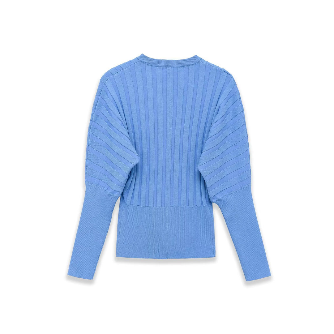 Damen Gerippte Strick-Cardigan mit Ballonärmeln und durchgehender Knopfleiste Drune