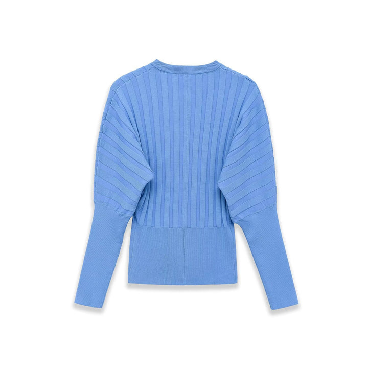 Damen Gerippte Strick-Cardigan mit Ballonärmeln und durchgehender Knopfleiste Drune