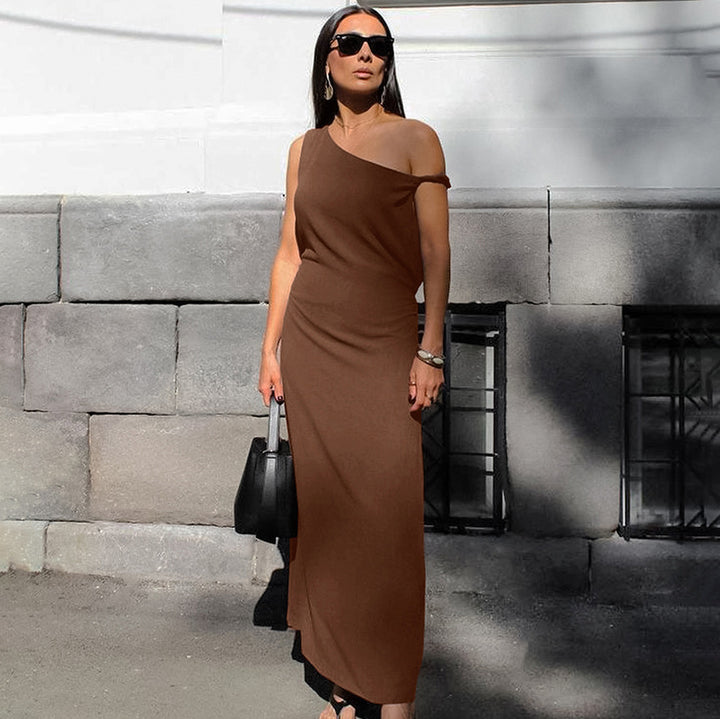 Damen Maxikleid mit asymmetrischem Schnitt und elegantem One-Shoulder-Design Drune