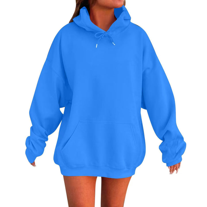 Damen nan oversized Kapuzenpulloverkleid mit Kängurutasche, verlängerter Silhouette und weichem French-Terry Drune
