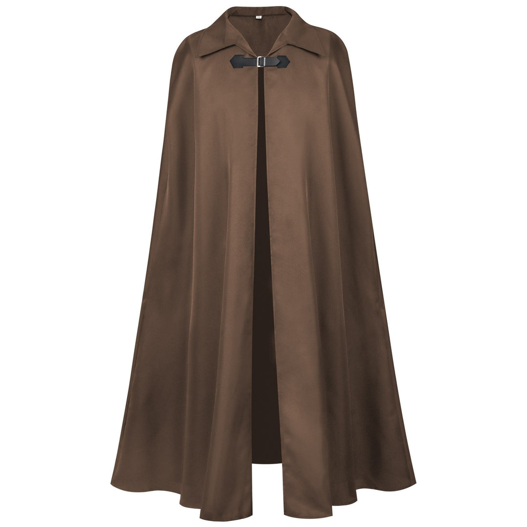 Unisex nan langer Kapuzenumhang mit weitem Fall, abnehmbarem Schultercape und verdecktem Bindesystem Drune