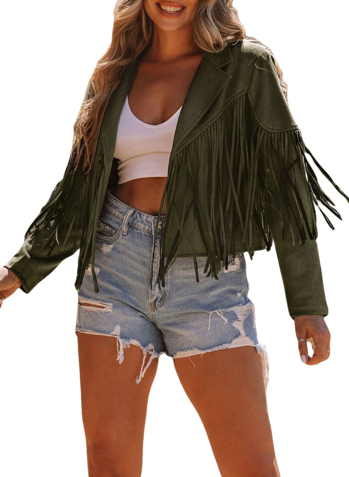 Damen Fransenjacke aus hochwertigem Suede-Mix Drune