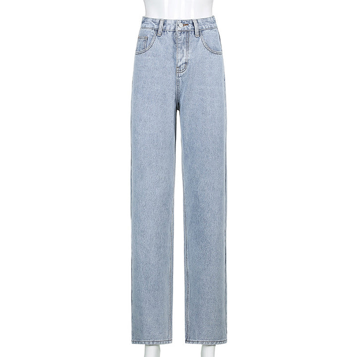 Damen nan hochgeschnittene Denim-Jeans mit geradem Bein, extra Länge und relaxed-fit Silhouette Drune