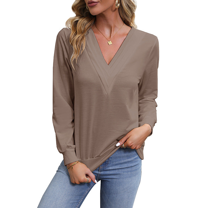 Damen V‑Ausschnitt Longsleeve aus feinem Stretch‑Viskosejersey mit taillierter Schnittführung Drune