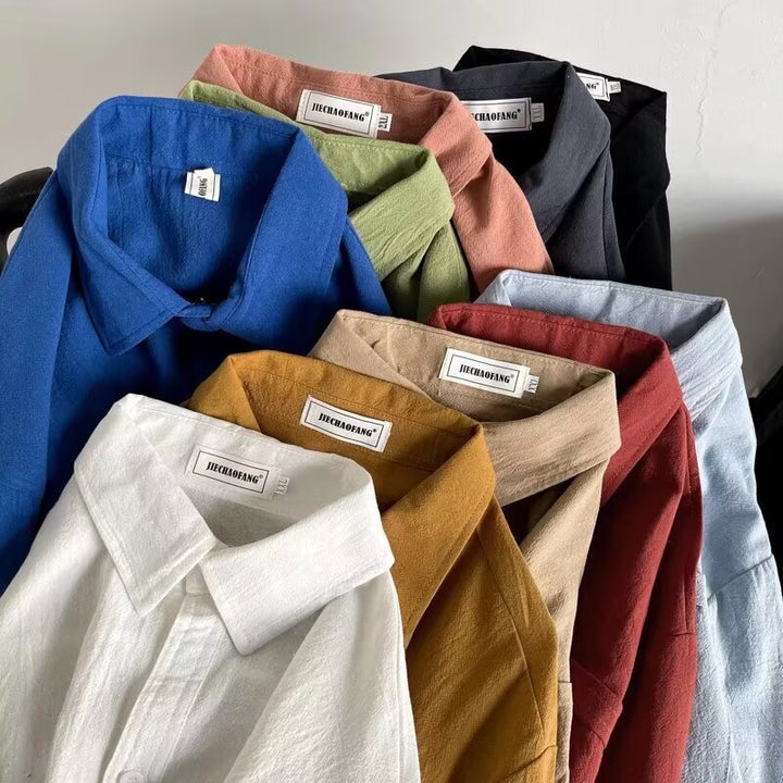 Herren Lässiges Hemd mit Brusttasche und Knopfleiste Drune