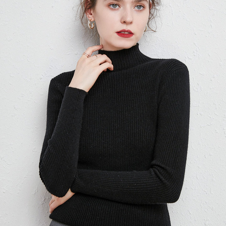 Damen Figurbetonter Feinstrick-Rollkragenpullover mit extrafeiner Rippenstruktur und kaschmirweicher Haptik Drune