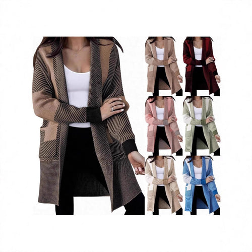 Damen Strickjacke mit modischem Muster und praktischen Taschen Drune